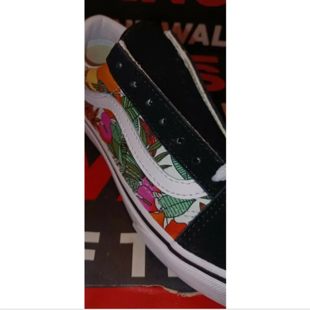 Vans Old Skool Multi Tropical Black/True White Men's 3.5/Womens 5 VNOA4U3BXF3